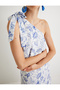 X Melis Ağazat - Floral One-Shoulder Midi Dress with Lining and Bow Detail - 5