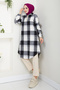 Black Plaid Tunic - Half Zip, Model 6915S982-M