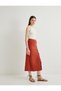 Linen Blended Skirt Midi Buttoned Slit Detailed Regular Waist - 2