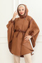 Leather Detailed Poncho & Mink - 7