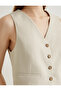 V-Neck Linen Blazer Vest - Buttoned and Fleto Pocket - 5