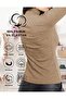 Camisole V-Neck Body Sweatshirt, Ribbed Fabric, Lycra, Brown Melange - 3