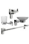 Chrome Lux 4-Piece Bathroom Set Long Towel Holder, Toothbrush Holder, Soap Dish, Robe Holder Set
