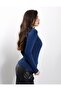 Camisole Half-Throat Body Sweatshirt, Ribbed Fabric Lycra Blouse Navy Blue Badi - 4