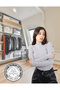 Camisole Half Throat Body Sweatshirt, Ribbed Fabric Blouse, Lycra, Gray Melange Badi - 2