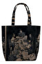 Women's Vegan Black Large Tote Bag - Supper Design - 4