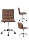 Mid Back Task Chair Comfortable Low Back Leather Swivel Office Desk Chair - Brown - 4