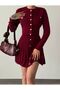Gold Buttoned Pleated Skirt Kit Suit
