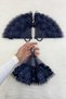 Navy Blue Bride Groom Handkerchief, Shiny Stone Wedding Halay Bridesmaid Promise Engagement Henna Circumcision Bride Handkerchief - 4