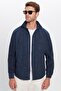 Men's Relax Fit Comfortable Cut Lumberjack Lapel Single Pocket Dobby Navy Blue Winter Shirt - 5