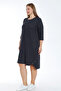 Women's Plus Size Jacquard Dress with Print Button Pocket Three Quarter Sleeves - 2