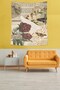 Vintage Themed Red Rose Butterfly Pattern Stain Resistant Fabric Wall Cover Wall Carpet Tapestry - 2