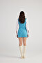 Mini Tweed Dress Blue with Metal Button Detail - 4