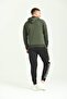 Khaki Men's Tracksuit with Arm Stripe Hooded Scuba Fabric - 5