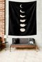 Moon Phase Shaped Cute Cat Stain Resistant Fabric Wall Cover Wall Carpet Tapestry
