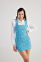 Mini Tweed Dress Blue with Metal Button Detail - 6