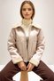 Alaçati Style Women's Stone Double Pocket Faux Fur Inside Faux Leather Biker Jacket Prm0408 - 2