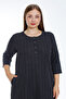 Women's Plus Size Jacquard Dress with Print Button Pocket Three Quarter Sleeves - 3