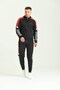 Men's Black Tracksuit with Striped Hood and Scuba Design