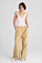 Camel Pleated Wide Leg Long Trousers - 4