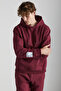 Ashbourne Men's Oversize Kangaroo Pocket Sleeve Label Detailed Organic Cotton Claret Red Tracksuit Set - 5