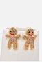 Christmas Gingerbread Figured Zircon Fitted Stone Stud Earrings - 5