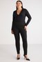 Abrıellebb Women's Knitted Striped Slim Fit Skinny Leg Black - White Large Size Trousers - 5