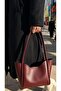 Women's Burgundy Magnetic Hand and Shoulder Bag - 3