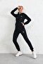 Navy Blue Hooded Zippered Combed Fabric Tracksuit Set - 5