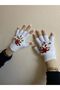 White Handmade Flower Embroidered Pearls Cut Fingers Gloves - Design Fingerless Gloves - Gift - 2