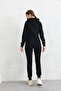 Navy Blue Hooded Zippered Combed Fabric Tracksuit Set - 7