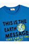 T-Shirt with Slogan Print Short Sleeve Crew Neck Cotton - 3