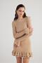 Ruffled Special Textured Mini Rebeca Knitwear Dress Beige - 2