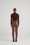 Vegan Leather Eyelet Detailed Lycra Gina Leather Trousers Brown - 4