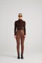 Vegan Leather Eyelet Detailed Lycra Gina Leather Trousers Brown