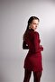 Mini Length Slit Detailed Panky Skirt Claret Red - 5