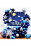 Space Galaxy Themed Balloon Chain Set Astronaut Rocket Foil Balloon Birthday Balloon Set