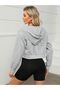 Women's Zippered Hooded Comfortable Cut Crop Fleece Inside Knitted Sweatshirt Cardigan - 2
