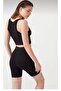 Women's Black Seamless Neckline Detailed Crop - 5