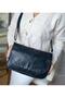 Women's Genuine Leather Medium Size Black Leaf Model Crossbody Bag - 7
