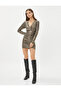Sequined Mini Evening Dress Draped Slim Fit
