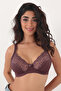 Women's Plum Thick Strap Underwire Lace Minimizer Full Coverage Bra 4676002-Camilia