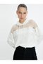 Mesh Detailed Hooded Sweatshirt Long Sleeve - 2
