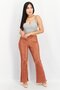 Women Flare Textured Pants, Rust - 4