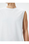 Basic Sleeveless T-Shirt with Hollow Sleeve Label Detail and Crew Neck - 5