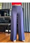 Navy Blue High Waist Wide Cut Trousers - 3