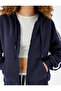 Hooded Kangaroo Pocket Detailed Zippered Comfortable Fit Sweatshirt - 5