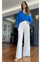 White High Waist Wide Cut Trousers
