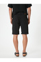 Fabric Shorts Bermuda Chino Slim Fit Buttoned Pockets Folded Hem - 4