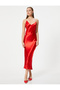 Long Satin Evening Dress with V-Neck and Crossed Rhinestone Straps - 4